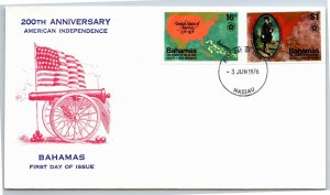 200th ANNIVERSARY OF AMERICAN INDEPENDENCE CACHET EVENT COVER BAHAMAS 1976