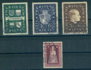 LIECHTENSTEIN, HIGH VALUES 2 f. to 10 f VF 1939-1941 USED