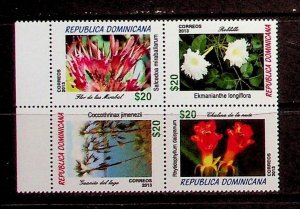 DOMINICAN REP. Sc 1559 NH BLOCK OF 4 OF 2014 - FLOWERS