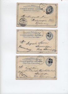 3 1890s postal cards to Germany; 2 College Point NY [y7516]