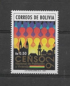 BOLIVIA 1992 NATIONAL POPULATION CENSUS SOCIETY 1 VALUE MINT NH SCOTT 833