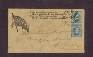 CSA 7 pair on illustrated 11 star flag cover Richmond VA postmark PF cert