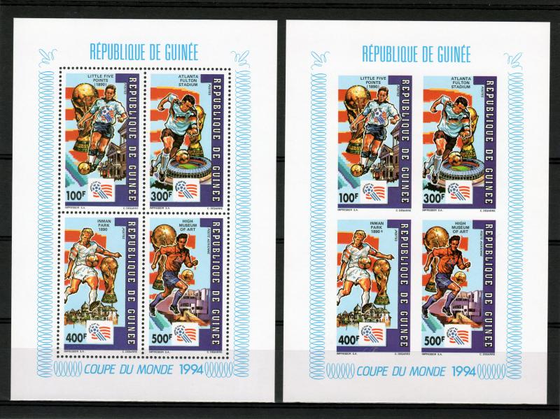 Guinea 1992 Mi.#1367/1370A/B World Cup USA '94 Collective SS Perf+Imp.