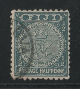 Fiji 1897 SG103b 1/2d greenish slate 12x11 perf - used