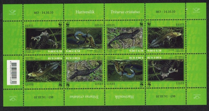 Estonia WWF Newt Protected Species 4v Sheetlet SG#628-31