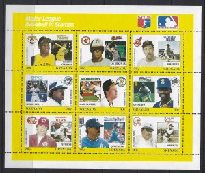 GRENADA - MAJOR LEAGUE BASEBALL FULL SHEETS MNH 