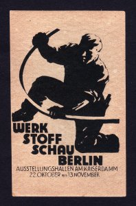 REKLAMEMARKE POSTER STAMP WERK STOFF SCHAU BERLIN GERMANY 1927