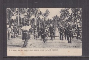 NIUE, SAVAGE ISLANDS, NATIVE WAR DANCE, c1910 ppc., unused.