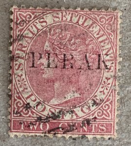 Malaya Perak 1886 2c pale rose Crown CA, used. Scott 6, CV $5.50. SG 17