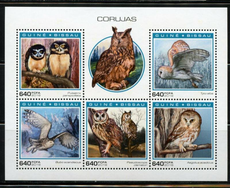 GUINEA BISSAU  2018  OWLS  SHEET  MINT NEVER HINGED