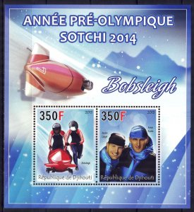 Djibouti 2013 Olympics Games Sochi 2014 (VI) Bobsleigh Sheet MNH