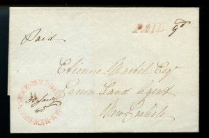 ?CAMPBELLTOWN, N.B. split ring 1845 m/s date PAID 9d stampless cover Canada