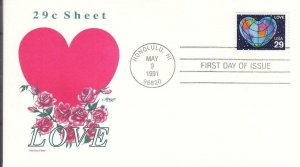 1991, 29c Love, Artmaster, FDC (D14741)