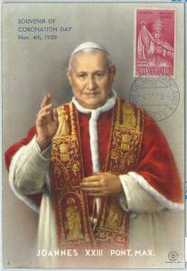 72684 -  VATICANO -  Postal History -   MAXIMUM CARD - POPE Religion 1958