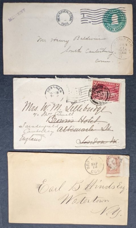 EDW1949SELL : USA 6 piece New Haven CT postal history lot inc several to UK