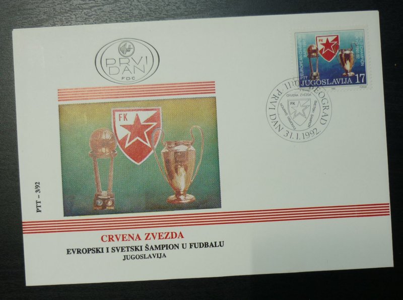 Yugoslavia 1992 - FD Cancel - FDC - Football Soccer Champion Red Star Club B84