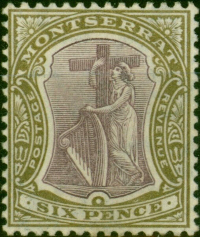 Montserrat 1908 6d Dull Purple & Olive SG29a Chalk Fine LMM