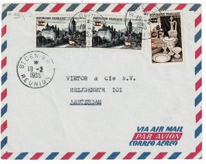 Reunion 1955 St. Denis cancel on cover to the Netherlands, Scott 296, 303