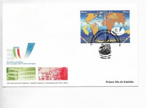 PERU 2003 PERU - ITALY TREATY OF FRIENDSHIP AND TRADE MAPS COMMERCE FDC COVER
