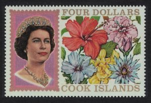 Cook Is. Queen Elizabeth II and Flowers $4 1967 MNH SG#246