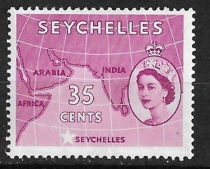 Seychelles # 181  QE II  Indian Ocean Map   35c.   (1)  VLH Unused