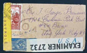 1940s Algeria Dual Censored Airmail Cover To New York USA OAT Hand Stamp