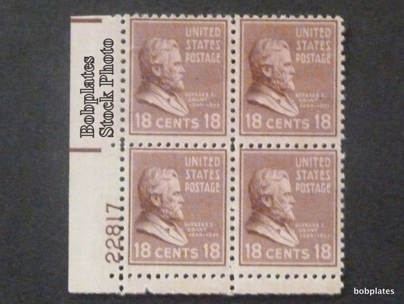 BOBPLATES  #823 US Grant Lower Left Plate Block 24078 F-VF NH DCV= $16 *