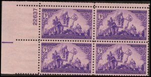 SCOTT  898  COLORADO EXPEDITION  3¢  PLATE BLOCK  MINT NEVER HINGED