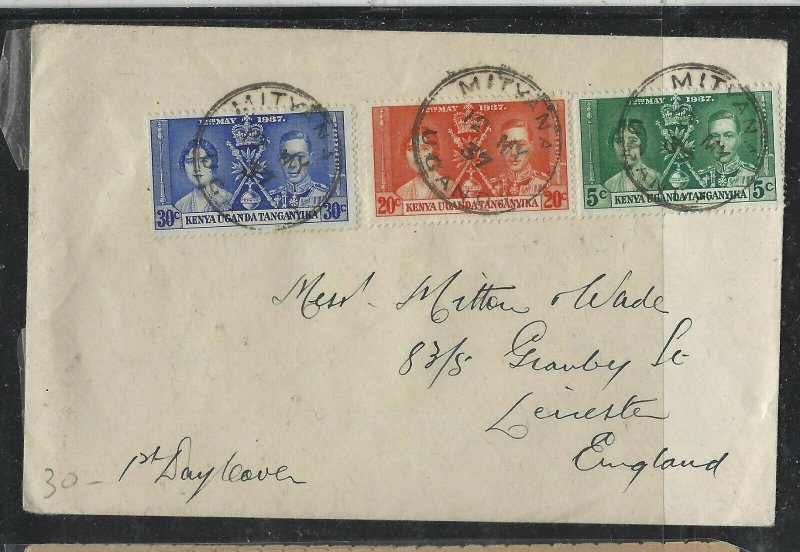 KENYA,UGANDA,TANGANYIKA COVER (P0405B)  1937 KGVI CORONATION MITYANA TO ENGLAND