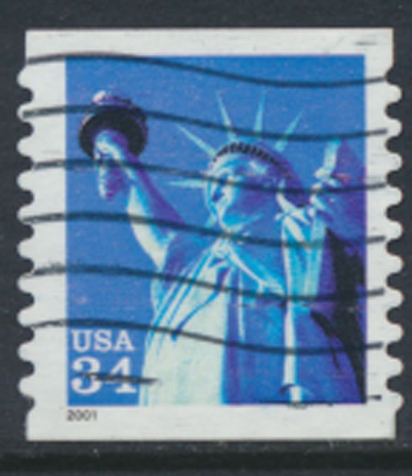 USA  SC# 3466 Used  Coil  perf 9¾    Statue of Liberty  2001  see scan