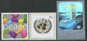 UNITED NATIONS Sc# NY 837-839 2003 Added Definitives Hologram Complete MNH