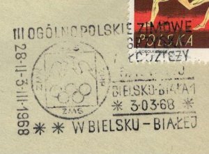 Poland 1968 Card Special Cancellation Sport Students Winter Games