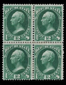 MOMEN: US STAMPS #O63 OFFICIAL BLOCK OF 4 MINT OG H LOT #89659*