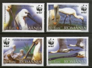 Romania 2006 WWF Eurasian Spoonbill Birds Wildlife Animals Sc 4887-90 MNH #389