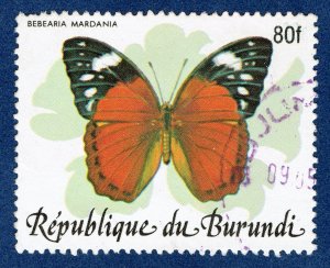 [sto665c] BURUNDI 1989 Scott#654D SURCHARGED 80frs BUTTERFLY Used — RARE