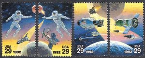 United States #2631-34 29¢ Space Accomplishments (1992). Four singles. MNH