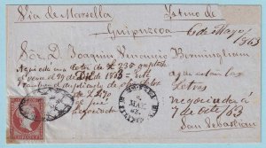 PHILIPPINES 9 ON 1863 COVER FRONT - LOOSELY ATTACHED TO CARDBOARD BACKING - D203