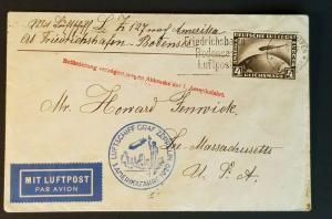 1929 Hanover Germany New York Massachusetts LZ 127 Graf Zeppelin #C 37 Cover