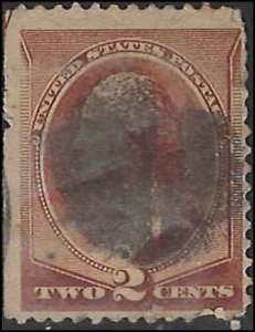 Scott# 210  1883 2c red brn  Washington; Soft Porous Paper   Used - Very Good