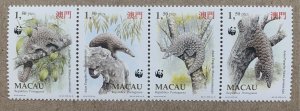 Macao 1995 WWF Asian Pangolin strip, MNH. Scott 770a, CV $7.50