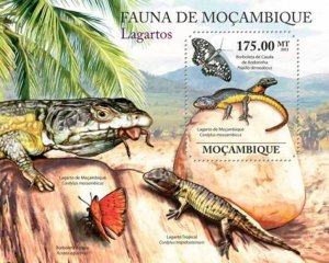 Mozambique - Lizards -  Stamp Souvenir Sheet 13A-774