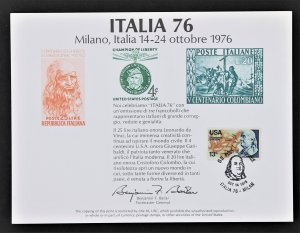 US #SC52 Souvenir Card ITALIA 76 with show cancel Dated Oct. 14, 1976