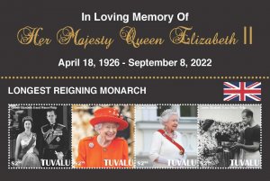 TUVALU  2022 MEMORIAL TO QUEEN ELIZABETH II SHEET  MINT NH