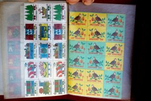 US STAMP COLLECTION MNH CHRISTMAS SEALS 16 DIFFERENT BLOCKS (243 Stamps)