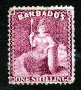 1876 Barbados Sc #56 - One Shilling Britannia - MH - Cv$185