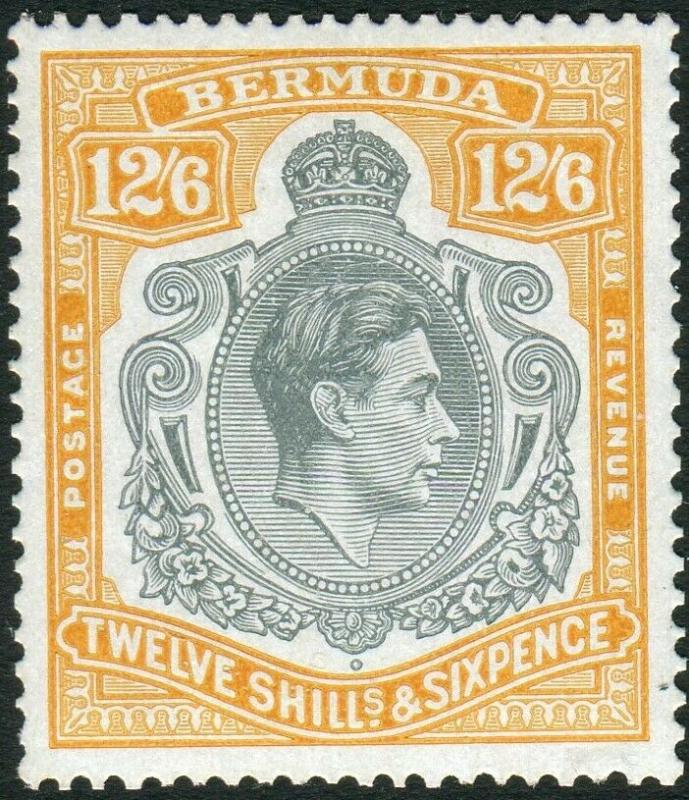 BERMUDA-1944 12/6 Deep Grey & Brownish Orange Ordinary Paper Perf 14