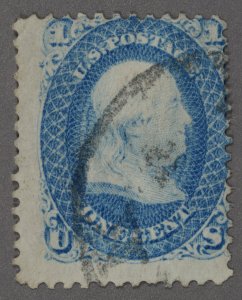 United States #63 VG Good Blue Color White Paper Light Place Cancel