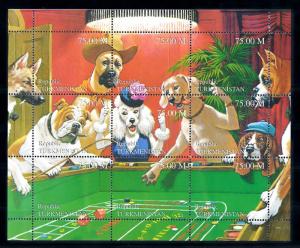 [62295] Turkmenistan 1999 Dogs in Casino Sheet MNH