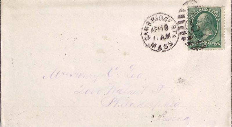United States Massachusetts Cambridge Sta.1880 numeral duplex  1872-1895  3c ...