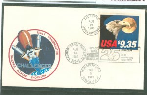US 1909 1983 $9.35 Eagle/Moon franking this challenger Space shuttle with launch and return cancels (but not flown on an unaddre